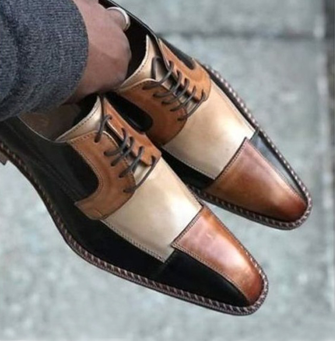 Handmade Men 3 Tone Shoes,