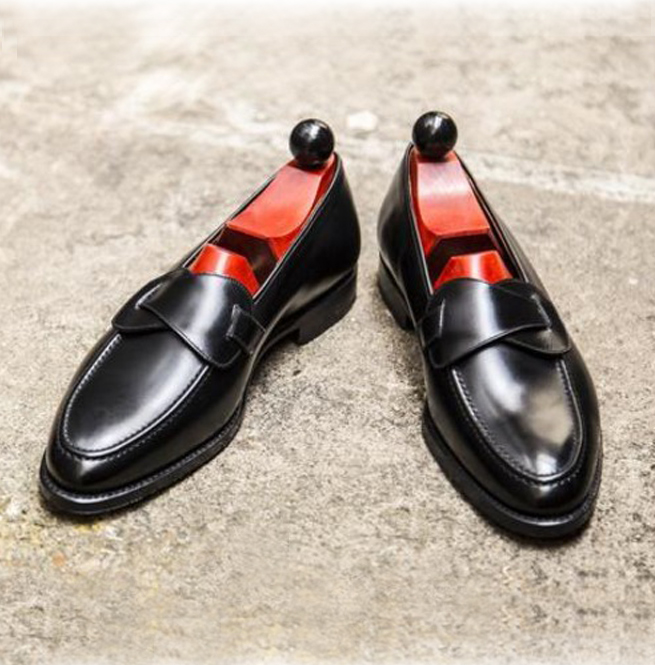 Handmade Men Black Moccasin shoes