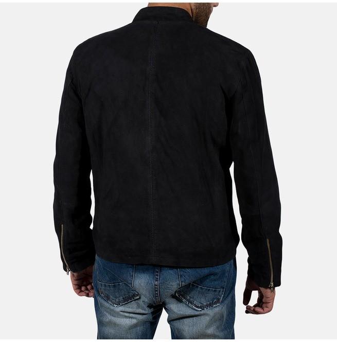 Men Genuine Black Suede Leather Jacket, Biker Leather Jacket, Suede ...